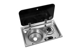 Navy Load Cam Kapaklı Ocak ve Sol Evye