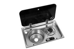 Navy Load Cam Kapaklı Ocak ve Sol Evye