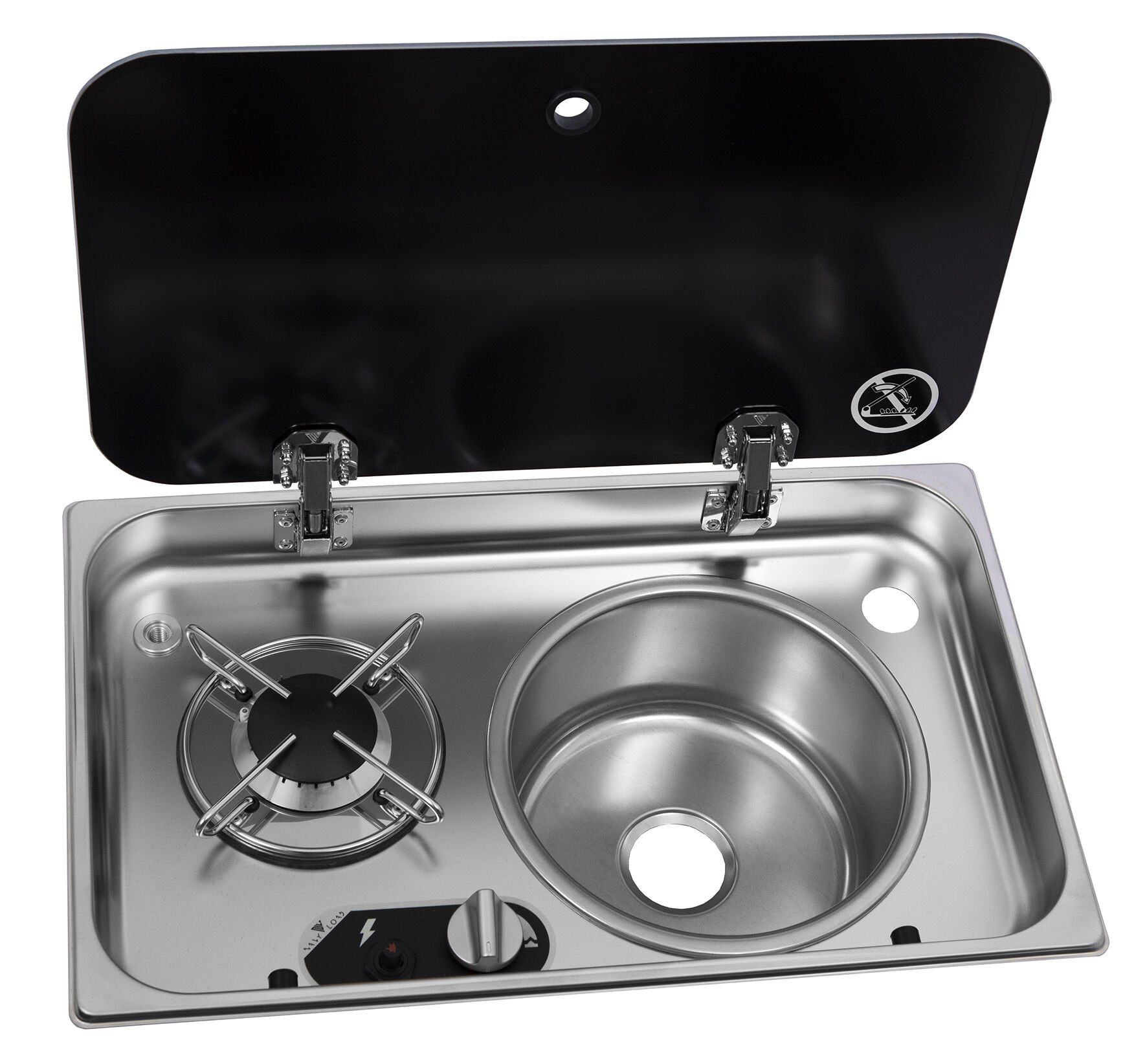 Navy Load Cam Kapaklı Ocak ve Sağ Evye