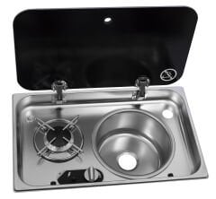 Navy Load Cam Kapaklı Ocak ve Sağ Evye