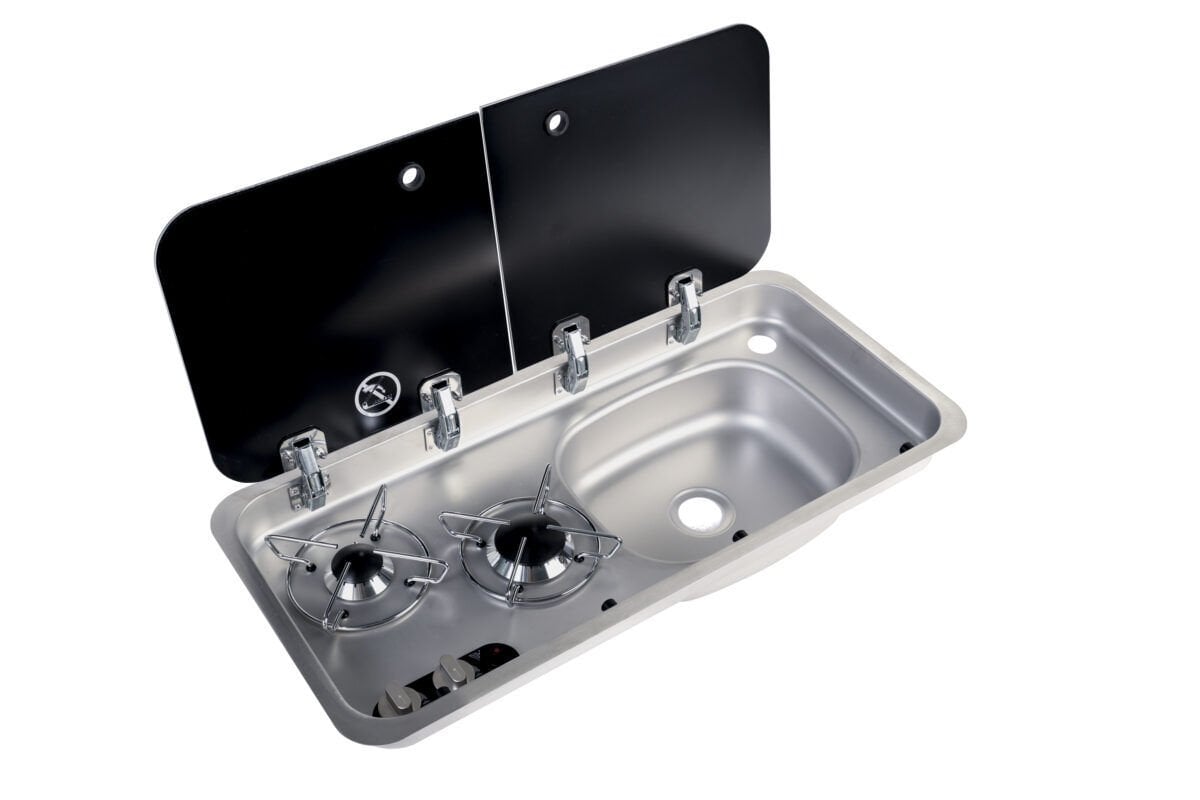 Navy Load Çift Cam Kapaklı İki Ocaklı  Sağ Evye